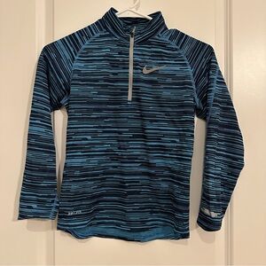 Nike Blue Striped Quarter Zip Dri-fit Pullover Shirt Size Small S